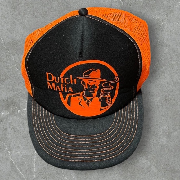 Dutch Bros Other - Dutch Bros Dutch mafia Black and Orange Trucker Hat